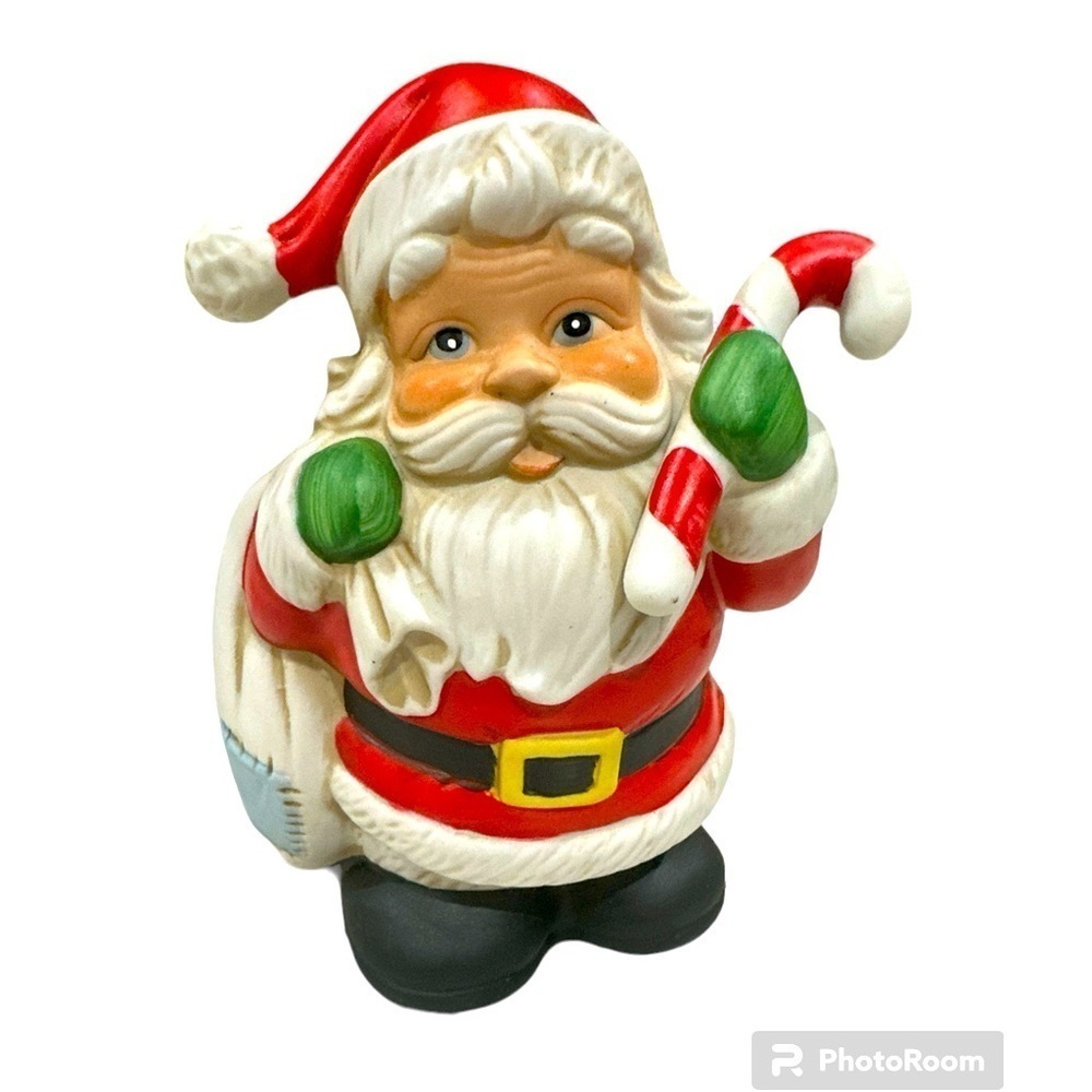 Homco Santa With Candy Came Christmas 5101 Vintage Ceramic Coin Bank